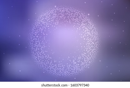 Light Purple vector background with astronomical stars. Shining illustration with sky stars on abstract template. Template for cosmic backgrounds.