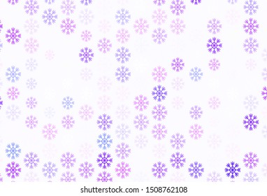 Light Purple vector background with beautiful snowflakes. Glitter abstract illustration with crystals of ice. Pattern for new year websites.