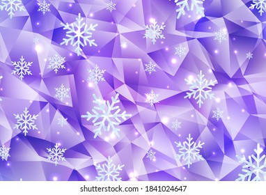 Fondo vector claro púrpura con hermosos copos de nieve, estrellas. Ilustración coloreada degradada con nieve al estilo navideño. Patrón para los sitios web de Año Nuevo.