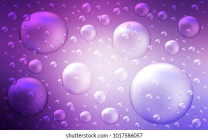 Light Purple vector background with bubbles. Blurred decorative design in abstract style with bubbles. Pattern can be used as texture of water, rain drops.