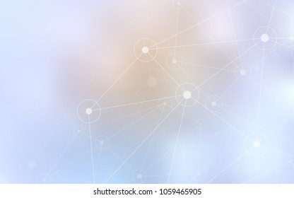 Light Purple vector background with bubbles, lines. Glitter abstract illustration with connection of triangle structure. Pattern can be used for ads, leaflets.