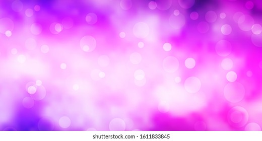 Light Purple vector background with bubbles. Glitter abstract illustration with colorful drops. Design for your commercials.