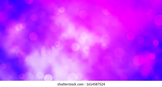 Light Purple vector background with bubbles. Abstract colorful disks on simple gradient background. Pattern for wallpapers, curtains.