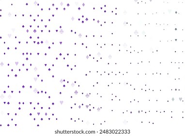 Light Purple vector background with cards signs. Illustration with set of hearts, spades, clubs, diamonds. Pattern for ads of parties, events in Vegas.