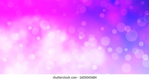 Light Purple vector background with circles. Glitter abstract illustration with colorful drops. Pattern for websites, landing pages.