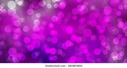 Light Purple vector background with circles. Glitter abstract illustration with colorful drops. Pattern for business ads.