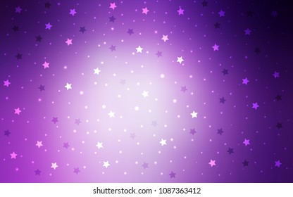 Light Purple vector background with colored stars. Decorative shining illustration with stars on abstract template. The pattern can be used for new year ad, booklets.