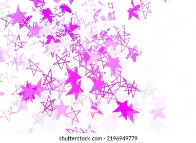 Light Purple vector background with colored stars. Modern geometrical abstract illustration with stars. Best design for your ad, poster, banner.