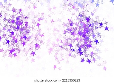 Light Purple vector background with colored stars. Modern geometrical abstract illustration with stars. Template for cosmic backgrounds.