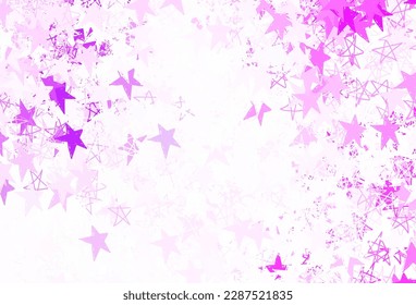 Light Purple vector background with colored stars. Modern geometrical abstract illustration with stars. Best design for your ad, poster, banner.