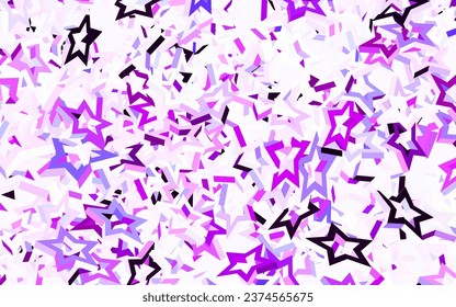 Light Purple vector background with colored stars. Blurred decorative design in simple style with stars. Best design for your ad, poster, banner.