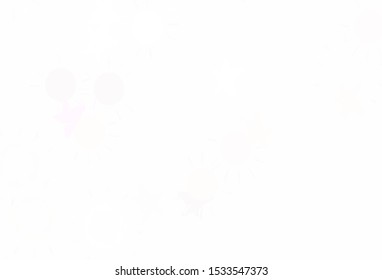Light Purple vector background with colorful stars, suns. Modern geometrical abstract illustration with stars, suns. Smart design for your business advert.