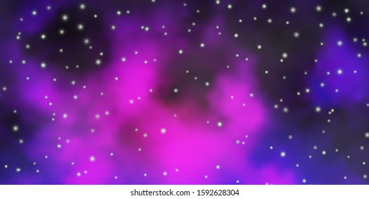 Light Purple vector background with colorful stars. Blur decorative design in simple style with stars. Best design for your ad, poster, banner.