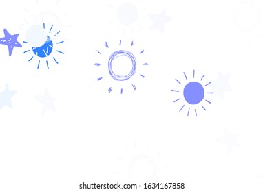 Light Purple vector background with colorful stars, suns. Shining colored illustration with stars, suns. Pattern for astrology websites.