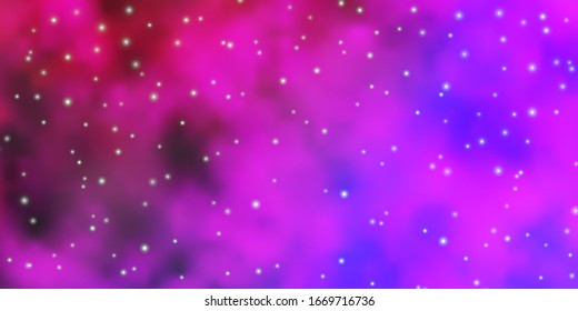 Hellviolette Vektorillustration mit bunten Sternen. Farbige Illustration mit kleinen und großen Sternen. Muster für Webseiten, Landing-Seiten.