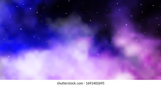 Hellviolette Vektorillustration mit bunten Sternen. Farbige Illustration im abstrakten Stil mit Farbverlauf-Sternen. Design für Ihre Unternehmenswerbung.