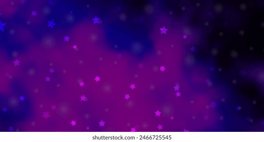 Light Purple vector background with colorful stars. Shining colorful illustration with small and big stars. Design for your business promotion.