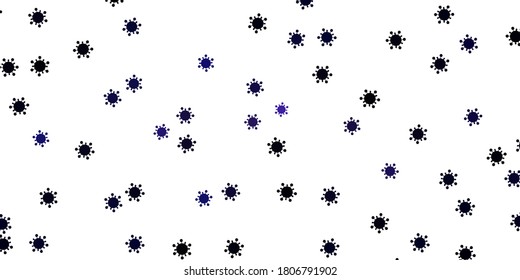 Light purple vector background with covid-19 symbols. Simple design in abstract style with infection forms. Simple drawing against danger fever.