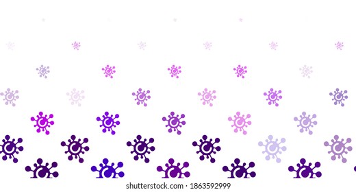 Light Purple vector background with covid-19 symbols. Colorful  gradient illness symbols in simple abstract style. Simple drawing against danger fever.