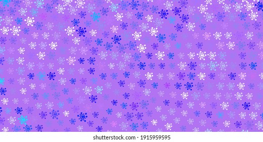 Light Purple vector background with covid-19 symbols. Abstract illustration with biological gradient shapes. Wallpaper for health protection.