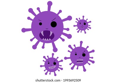 Light Purple vector background with covid-19 symbols. Simple design in abstract style with infection forms