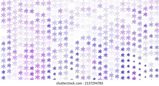 Fondo de vector púrpura claro con símbolos covid-19. Diseño simple en estilo abstracto con formas de infección. Fondo de escritorio para la protección de la salud.