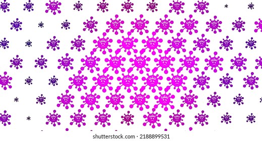 Light Purple vector background with covid-19 symbols. Simple design in abstract style with infection forms. Best design for quarantine events.