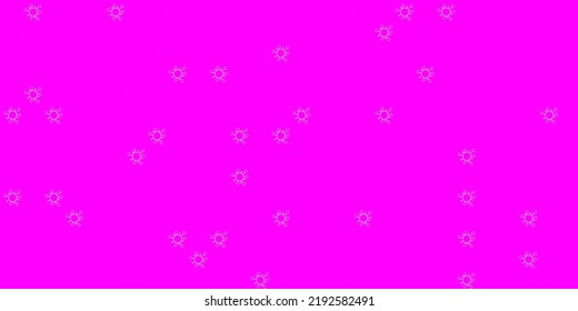 Light purple vector background with covid-19 symbols. Smart illustration with covid signs in decorative style. Design for biohazard warning.