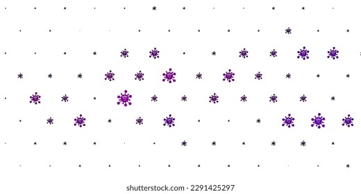 Fondo de vector púrpura claro con símbolos covid-19. Ilustración inteligente con signos cómodos en estilo decorativo. Diseño simple contra la información epidémica.