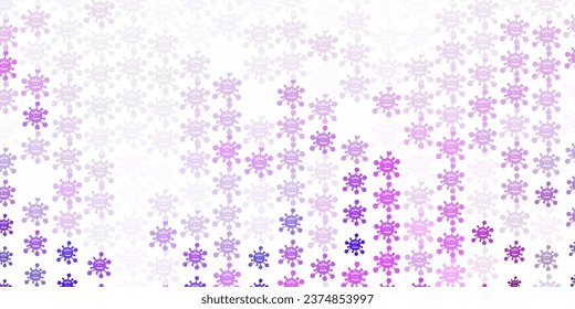 Light Purple vector background with covid-19 symbols. Abstract illustration with biological gradient shapes. Simple design against epidemic information.