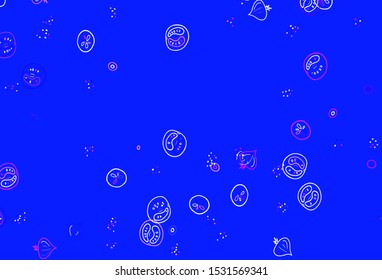 Light Purple vector background with cuisine gourmet. Illustration with set of fresh food in doodle style. Pattern for menu of cafes, bars, restaurants.