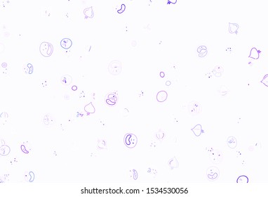 Light Purple vector background with cuisine gourmet. Illustration with set of fresh food in doodle style. Pattern for ads of breakfast, lunch, dinner.
