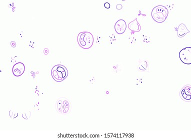 Light Purple vector background with cuisine gourmet. Glitter abstract sketch with gourmet food. Design for ad, poster, banner of cafes or restaurants.