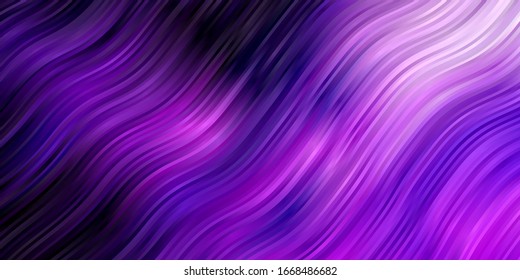 Fondo vectorial claro púrpura con líneas curvas. Ilustración en estilo de medio tono con curvas degradadas. Plantilla para teléfonos móviles.