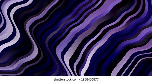 Fondo vectorial púrpura claro con líneas curvas. Ilustración abstracta con líneas de degradado de banda. Patrón para sitios web, páginas de inicio.