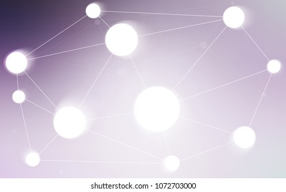 Light Purple vector background with dots and lines. Abstract illustration with colorful discs and triangles. Pattern can be used for beautiful websites.