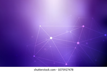 Light Purple vector background with dots and lines. Abstract illustration with colorful discs and triangles. Pattern can be used for futuristic ad, booklets.