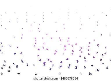 Light Purple vector background with financial symbols. Modern abstract illustration with symbols of digital money. Pattern for financial, investment websites.
