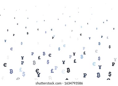 Light Purple vector background with financial symbols. Abstract illustration with colored financial digital symbols. Pattern for trader ads, booklets, leaflets.