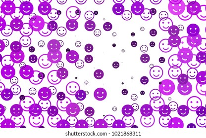 Light Purple vector background with funny smiles. Decorative shining illustration with smiles on white template. Beautiful design for your business advert.