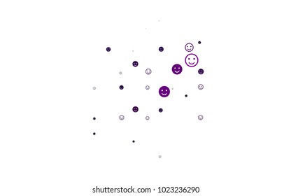 Light Purple vector background with funny smiles. Blurred decorative design of smiles in doodle style. Design for positive ad, poster, banner.
