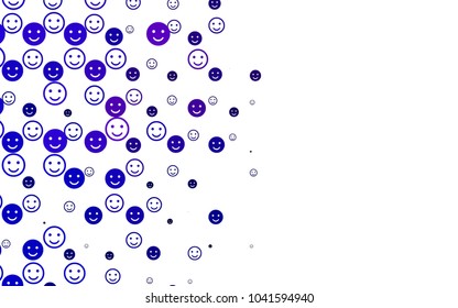 Light Purple vector background with funny smiles. Colorful gradient Smiles on white background. Pattern for carnival, festival fun leaflets.