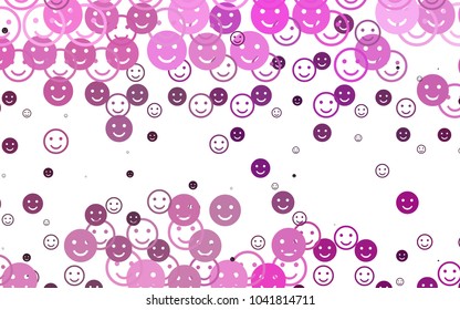 Light Purple vector background with funny smiles. Colorful gradient Smiles on white background. Design for positive ad, poster, banner.