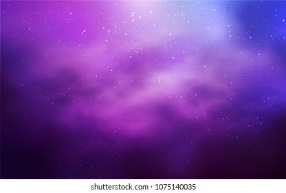 Light Purple vector background with galaxy stars. Space stars on blurred abstract background with gradient. Smart design for your business advert.