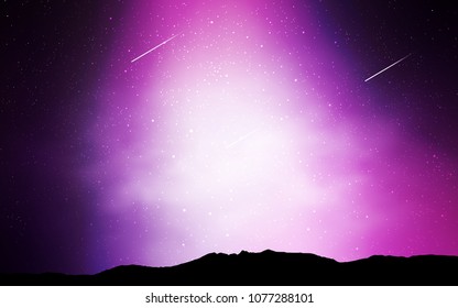 Light Purple vector background with galaxy stars. Blurred decorative design in simple style with galaxy stars. Template for cosmic backgrounds.