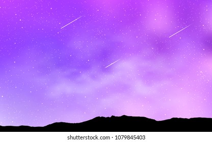 Light Purple vector background with galaxy stars. Glitter abstract illustration with colorful cosmic stars. Pattern for futuristic ad, booklets.