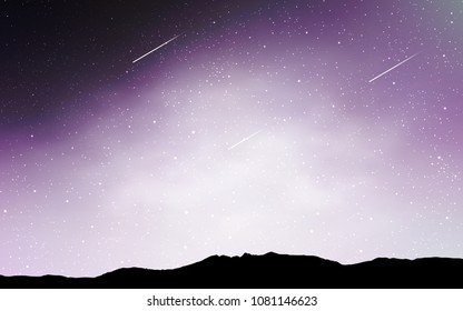 Light Purple vector background with galaxy stars. Glitter abstract illustration with colorful cosmic stars. Template for cosmic backgrounds.