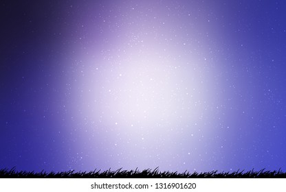 Light Purple vector background with galaxy stars. Shining illustration with sky stars on abstract template. Template for cosmic backgrounds.