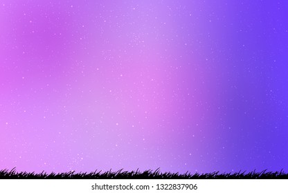 Light Purple vector background with galaxy stars. Blurred decorative design in simple style with galaxy stars. Template for cosmic backgrounds.