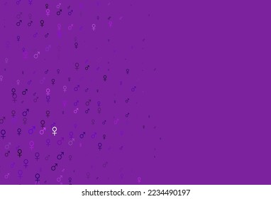 Light purple vector background with gender symbols. Abstract illustration with colorful gradient gender symbols. Base design for dating websites.